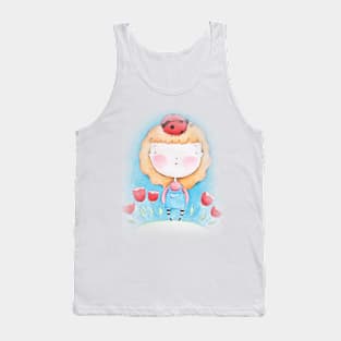 Girl with ladybug Tank Top